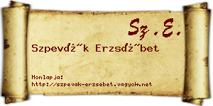 Szpevák Erzsébet névjegykártya