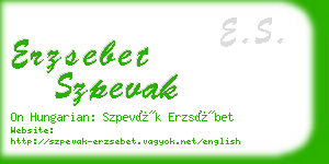 erzsebet szpevak business card